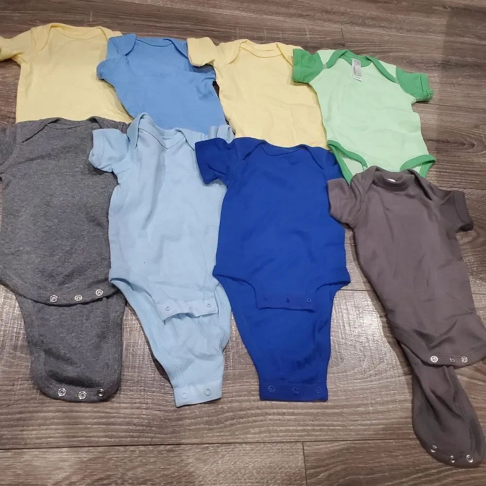 NEW Newborn One Pieces Size Newborn Baby Assorted Color One Pieces Set 8 Pieces